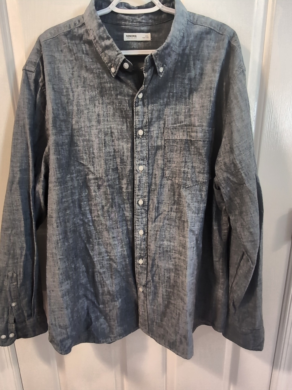Sonoma Men's Washed Blue Button-Down Long Sleeve Shirt